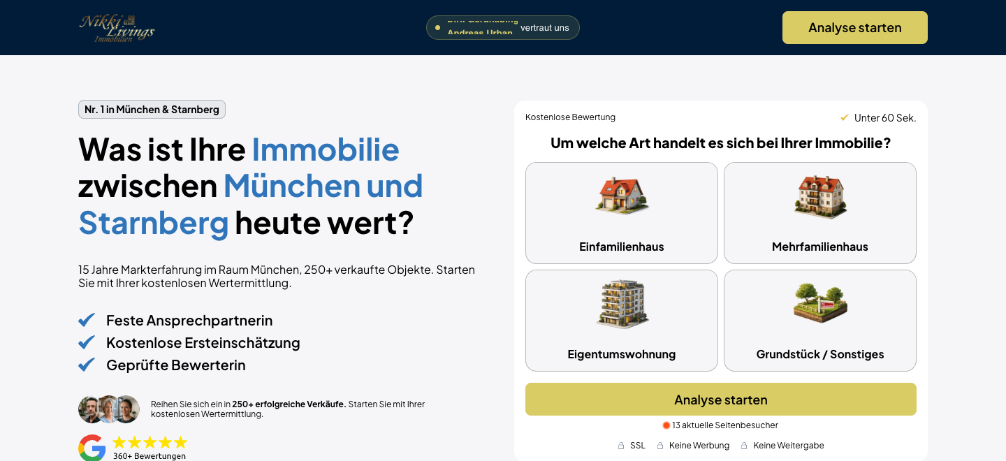 Landingpage: Nikki Livings GmbH · Immobilien
